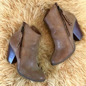 Tan Heeled Ankle Booties